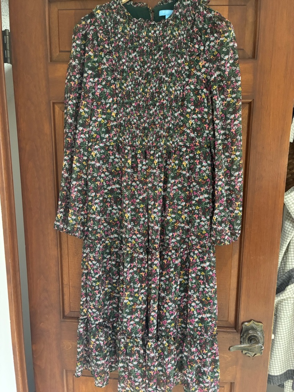 Draper James Floral Smocked Long Sleeve Dress